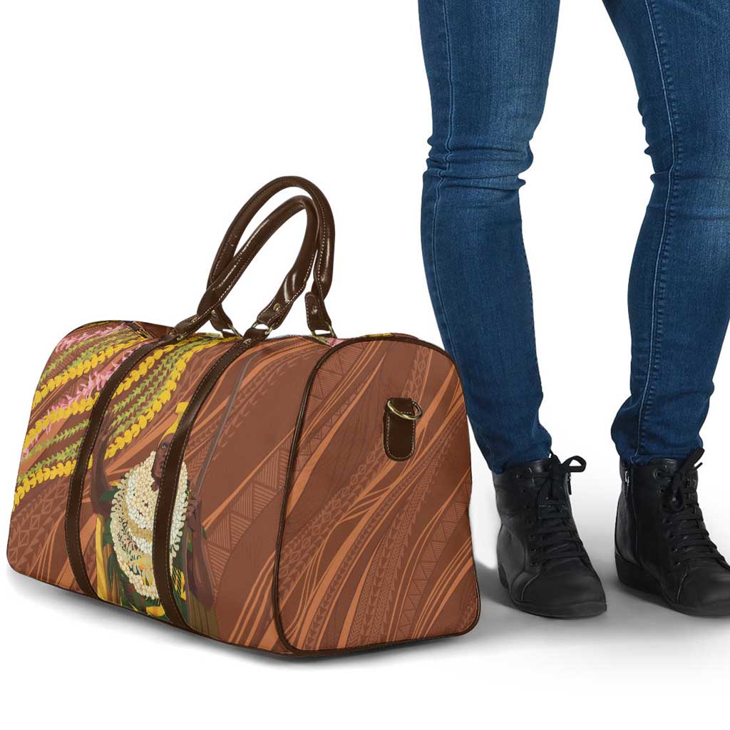 Hawaii King Kamehameha Travel Bag Hawaiian Kakau Pattern With Leis