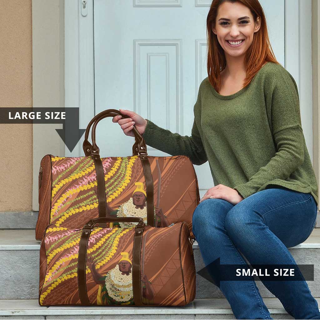 Hawaii King Kamehameha Travel Bag Hawaiian Kakau Pattern With Leis
