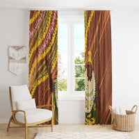 Hawaii King Kamehameha Window Curtain Hawaiian Kakau Pattern With Leis