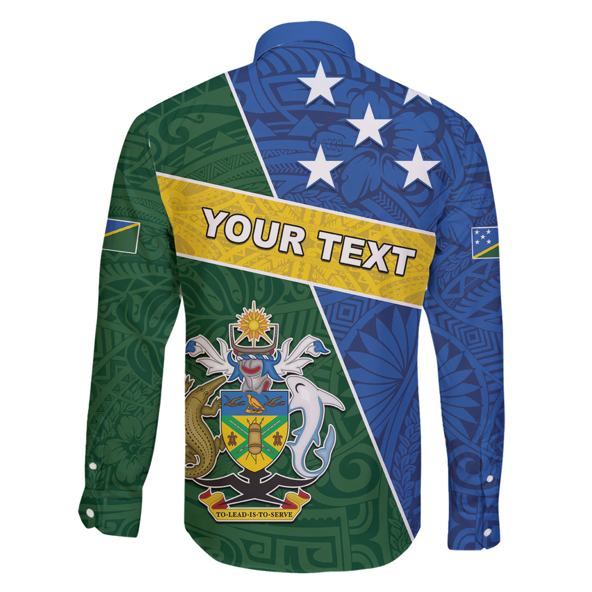 Personalised Solomon Islands Independence Day Family Matching Off The Shoulder Long Sleeve Dress and Hawaiian Shirt With Coat Of Arms LT05 - Polynesian Pride