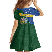 Personalised Solomon Islands Independence Day Family Matching Off Shoulder Short Dress and Hawaiian Shirt With Coat Of Arms LT05 - Polynesian Pride