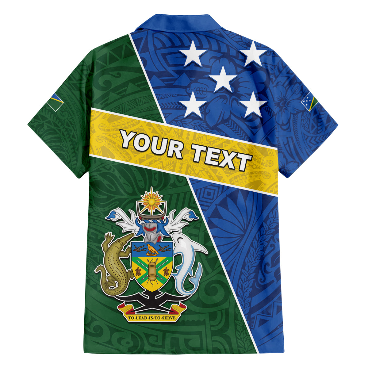 Personalised Solomon Islands Independence Day Family Matching Off Shoulder Short Dress and Hawaiian Shirt With Coat Of Arms LT05 - Polynesian Pride