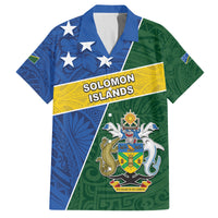 Personalised Solomon Islands Independence Day Family Matching Tank Maxi Dress and Hawaiian Shirt With Coat Of Arms LT05 Dad's Shirt - Short Sleeve Green - Polynesian Pride