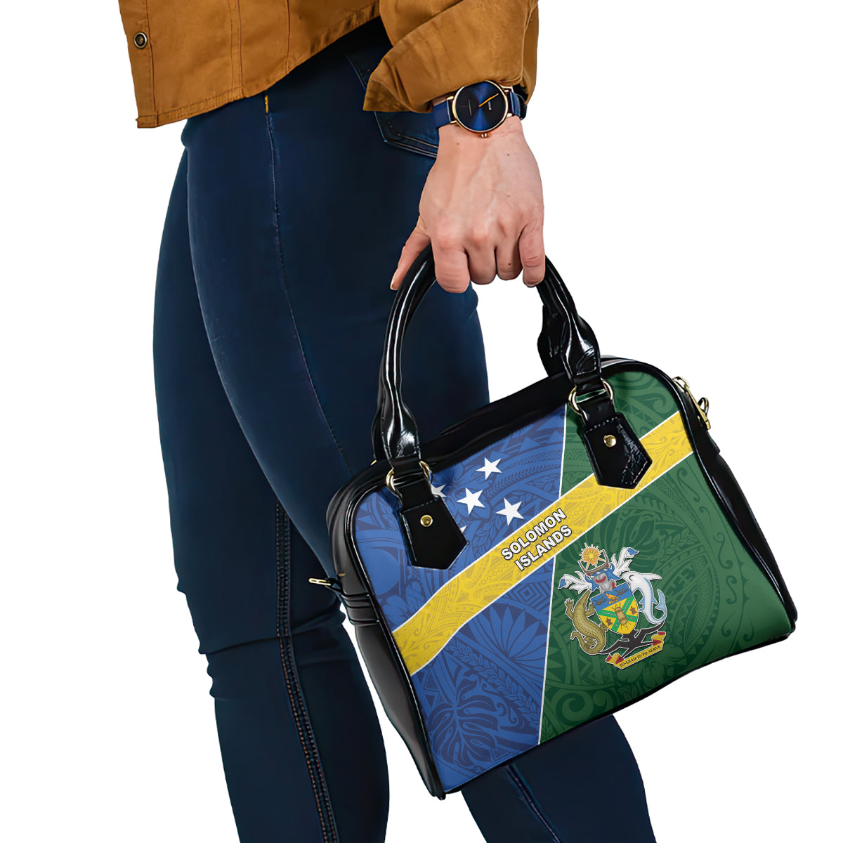 Solomon Islands Independence Day Shoulder Handbag With Coat Of Arms