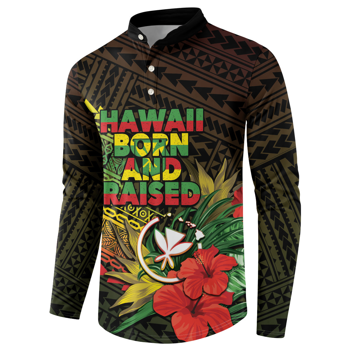 Personalized Hawaii Born and Raised Button Sweatshirt Kanaka Maoli Flag Day