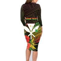 Personalized Hawaii Born and Raised Family Matching Long Sleeve Bodycon Dress and Hawaiian Shirt Kanaka Maoli Flag Day LT05 - Polynesian Pride