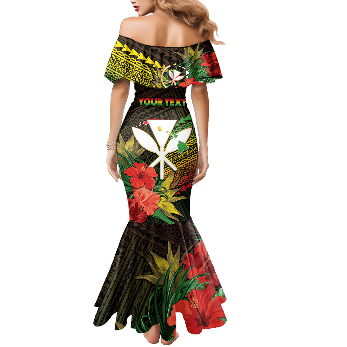 Personalized Hawaii Born and Raised Family Matching Mermaid Dress and Hawaiian Shirt Kanaka Maoli Flag Day LT05 - Polynesian Pride