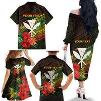 Personalized Hawaii Born and Raised Family Matching Off The Shoulder Long Sleeve Dress and Hawaiian Shirt Kanaka Maoli Flag Day LT05 - Polynesian Pride