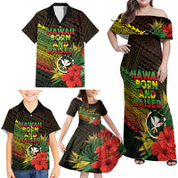 Personalized Hawaii Born and Raised Family Matching Off Shoulder Maxi Dress and Hawaiian Shirt Kanaka Maoli Flag Day LT05 - Polynesian Pride