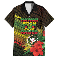 Personalized Hawaii Born and Raised Family Matching Off Shoulder Maxi Dress and Hawaiian Shirt Kanaka Maoli Flag Day LT05 Dad's Shirt - Short Sleeve Reggae - Polynesian Pride