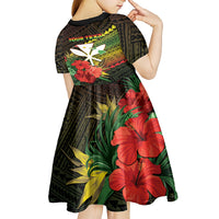 Personalized Hawaii Born and Raised Kid Short Sleeve Dress Kanaka Maoli Flag Day