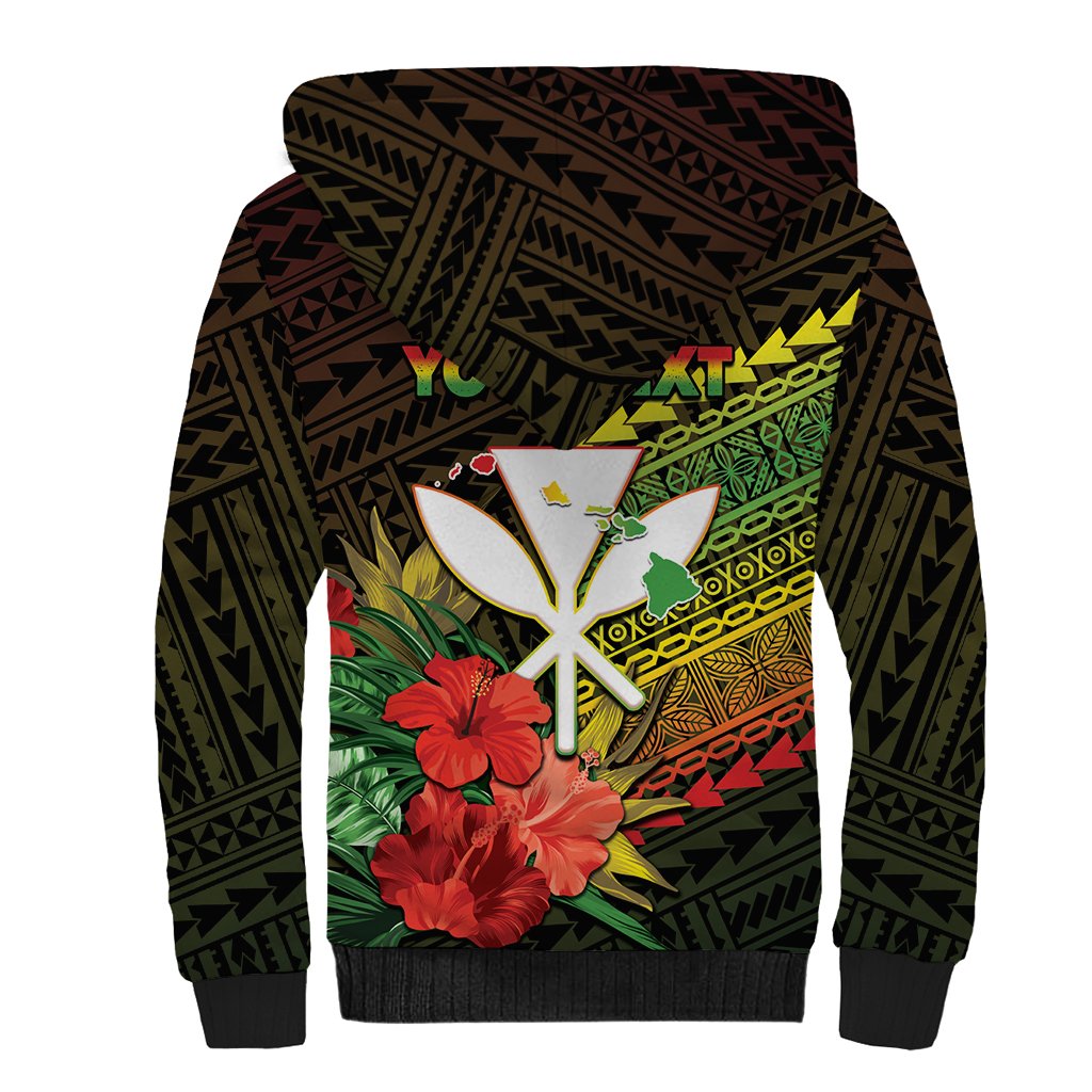 Personalized Hawaii Born and Raised Sherpa Hoodie Kanaka Maoli Flag Day