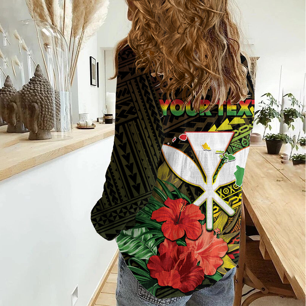 Personalized Hawaii Born and Raised Women Casual Shirt Kanaka Maoli Flag Day