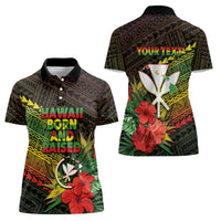 Personalized Hawaii Born and Raised Women Polo Shirt Kanaka Maoli Flag Day LT05 - Polynesian Pride