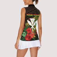 Personalized Hawaii Born and Raised Women Sleeveless Polo Shirt Kanaka Maoli Flag Day