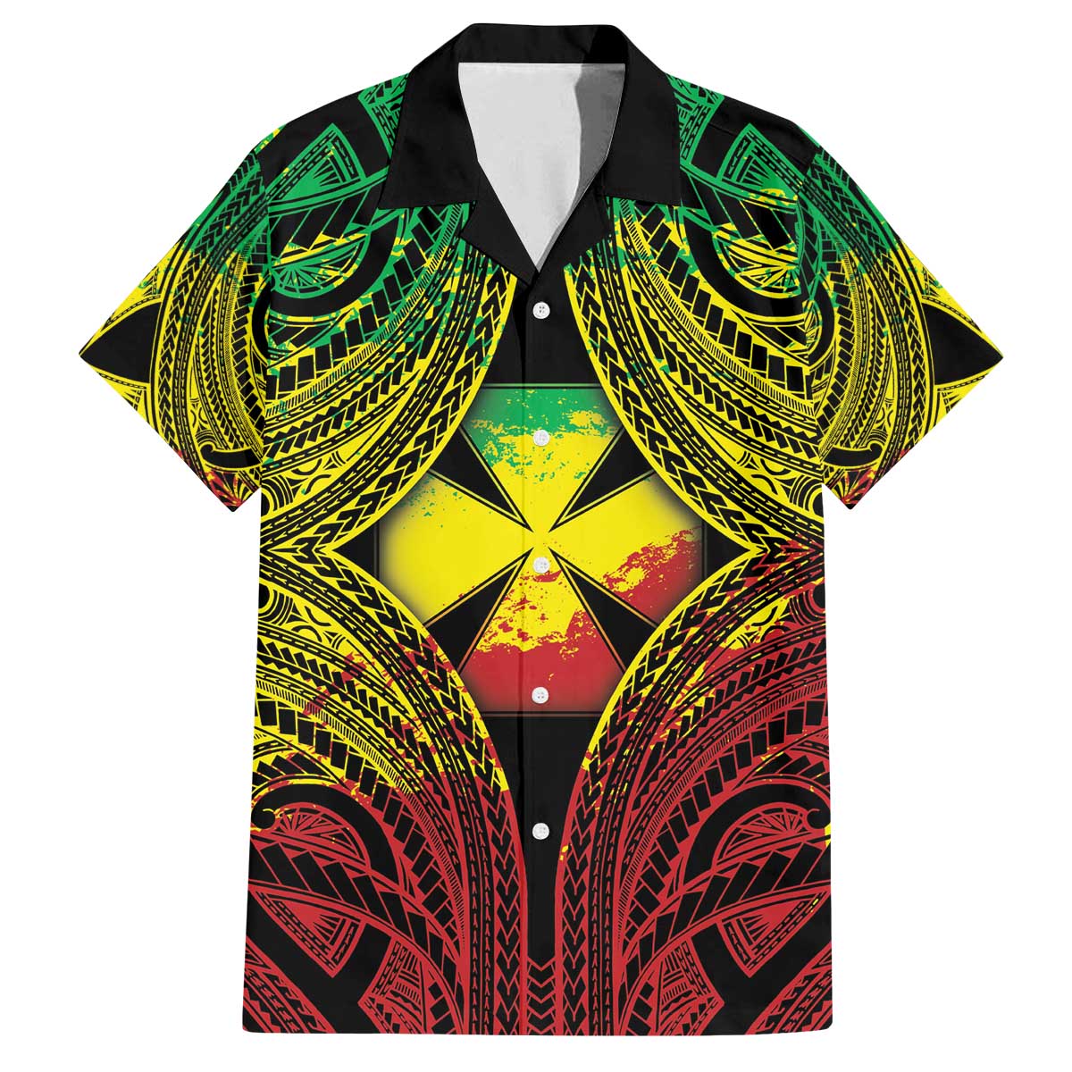 Personalised Wallis and Futuna Territory Day Family Matching Off Shoulder Short Dress and Hawaiian Shirt Polynesian Pattern Simple Style