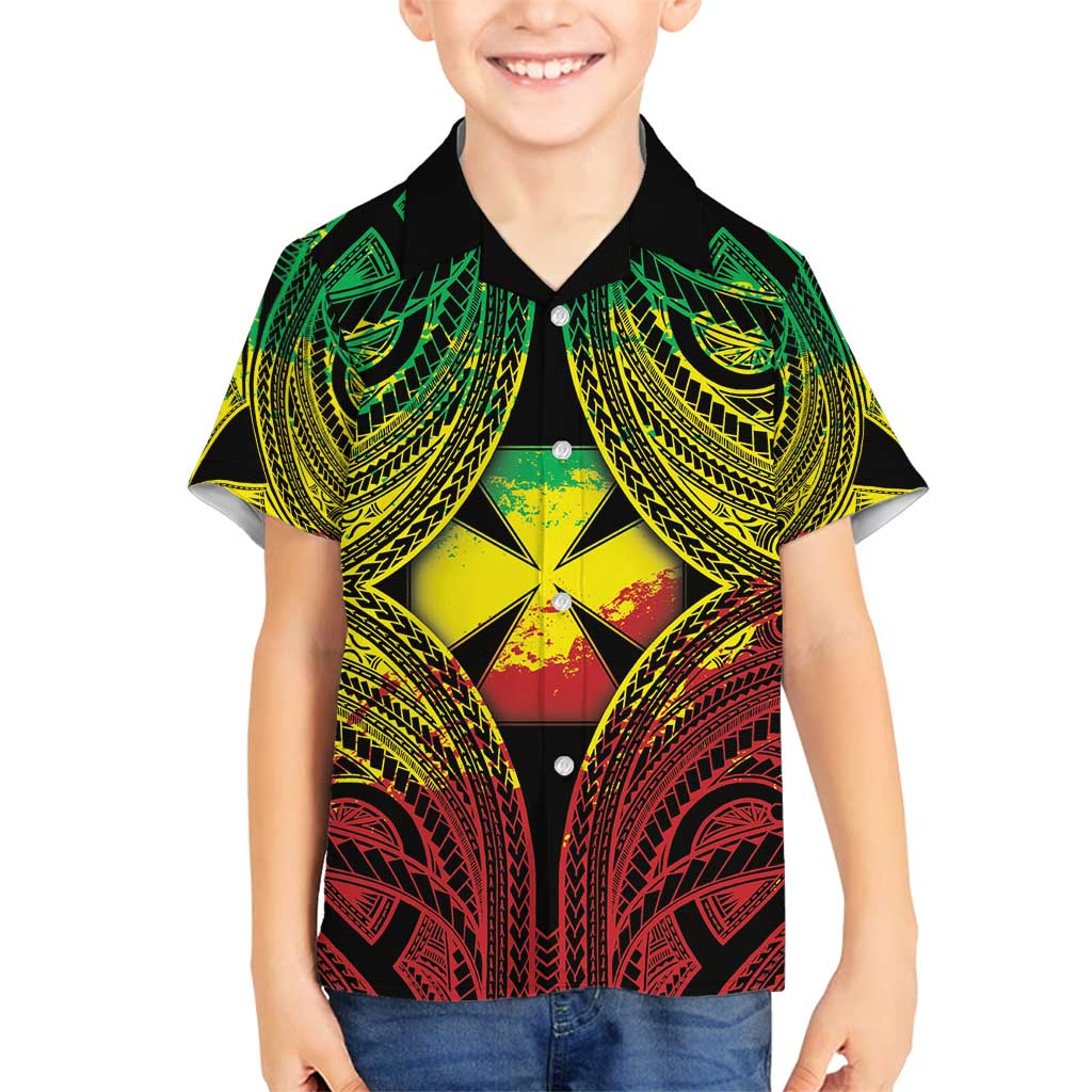 Personalised Wallis and Futuna Territory Day Family Matching Summer Maxi Dress and Hawaiian Shirt Polynesian Pattern Simple Style