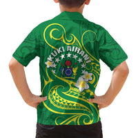 Cook Islands Happy Constitution Day Family Matching Off Shoulder Maxi Dress and Hawaiian Shirt Pattern Tribal Art