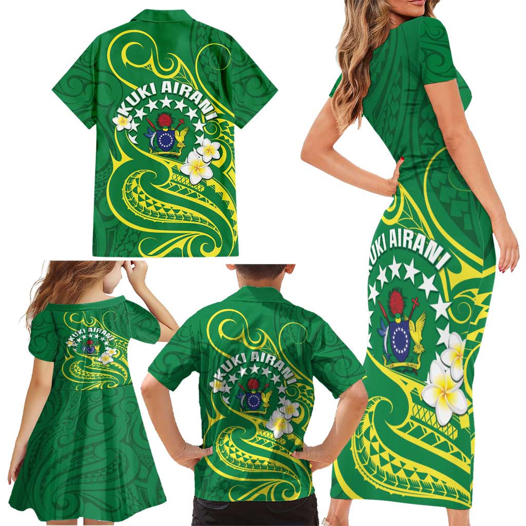 Cook Islands Happy Constitution Day Family Matching Short Sleeve Bodycon Dress and Hawaiian Shirt Pattern Tribal Art LT05 - Polynesian Pride