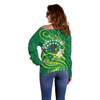 Cook Islands Happy Constitution Day Off Shoulder Sweater Pattern Tribal Art