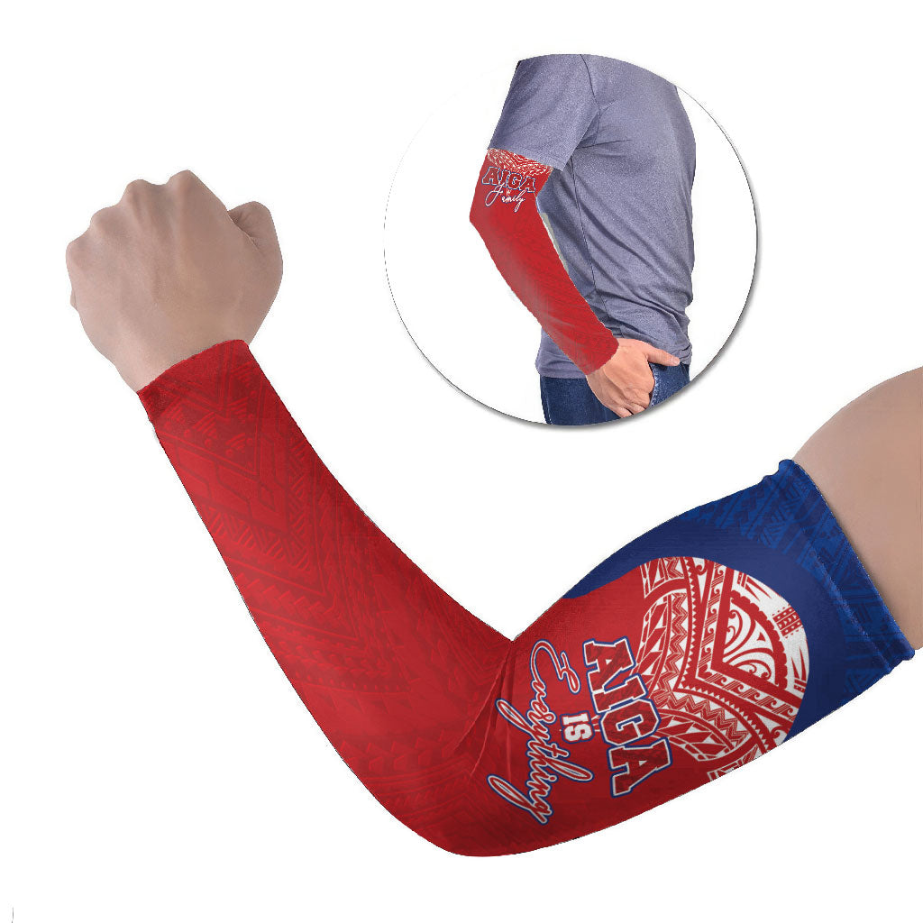 Aiga Samoa Arm Sleeves Aiga Is Everything LT05 Set of 2 Red - Polynesian Pride