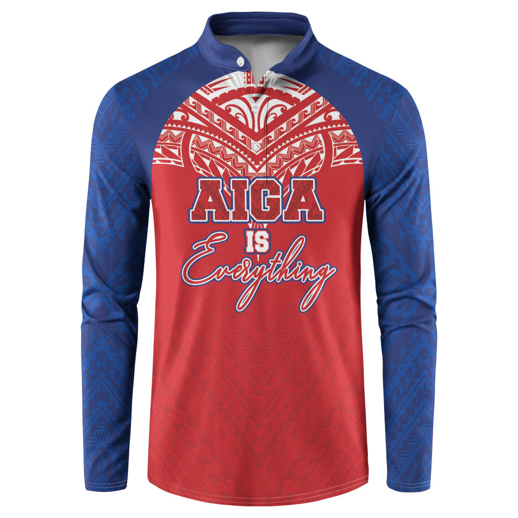 Aiga Samoa Button Sweatshirt Aiga Is Everything LT05 Red - Polynesian Pride