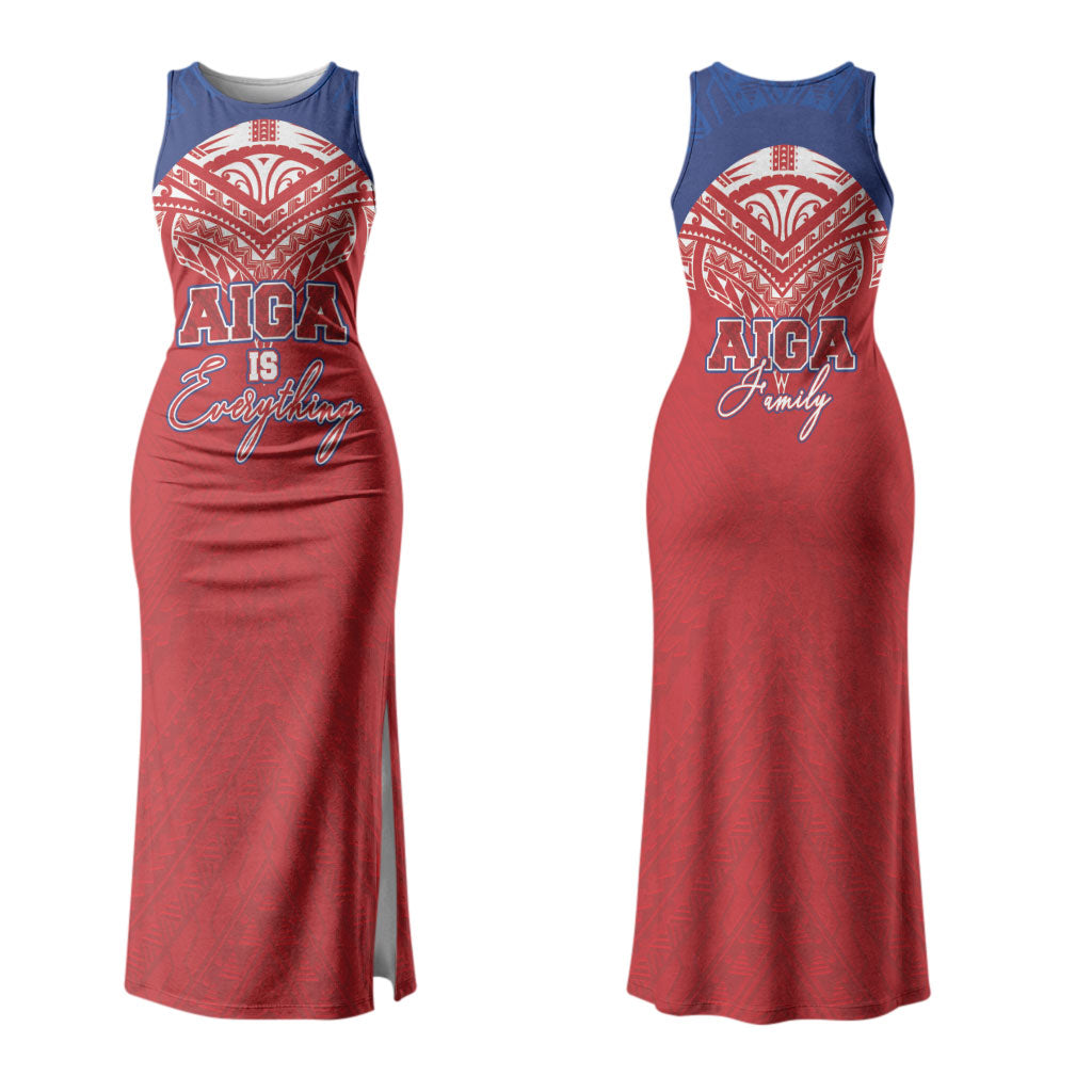 Aiga Samoa Couples Matching Tank Maxi Dress and Hawaiian Shirt Aiga Is Everything LT05 - Polynesian Pride