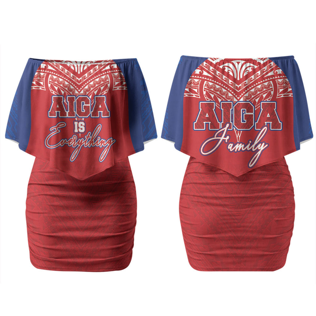 Aiga Samoa Family Matching Off Shoulder Short Dress and Hawaiian Shirt Aiga Is Everything LT05 Mom's Dress Red - Polynesian Pride