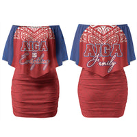 Aiga Samoa Family Matching Off Shoulder Short Dress and Hawaiian Shirt Aiga Is Everything LT05 Mom's Dress Red - Polynesian Pride