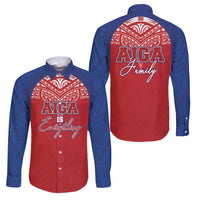 Aiga Samoa Family Matching Off Shoulder Short Dress and Hawaiian Shirt Aiga Is Everything LT05 Dad's Shirt - Long Sleeve Red - Polynesian Pride