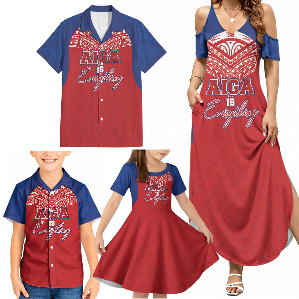 Aiga Samoa Family Matching Summer Maxi Dress and Hawaiian Shirt Aiga Is Everything LT05 - Polynesian Pride
