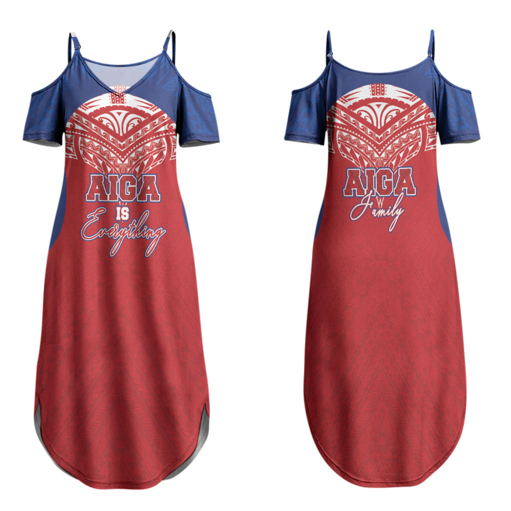 Aiga Samoa Family Matching Summer Maxi Dress and Hawaiian Shirt Aiga Is Everything LT05 Mom's Dress Red - Polynesian Pride