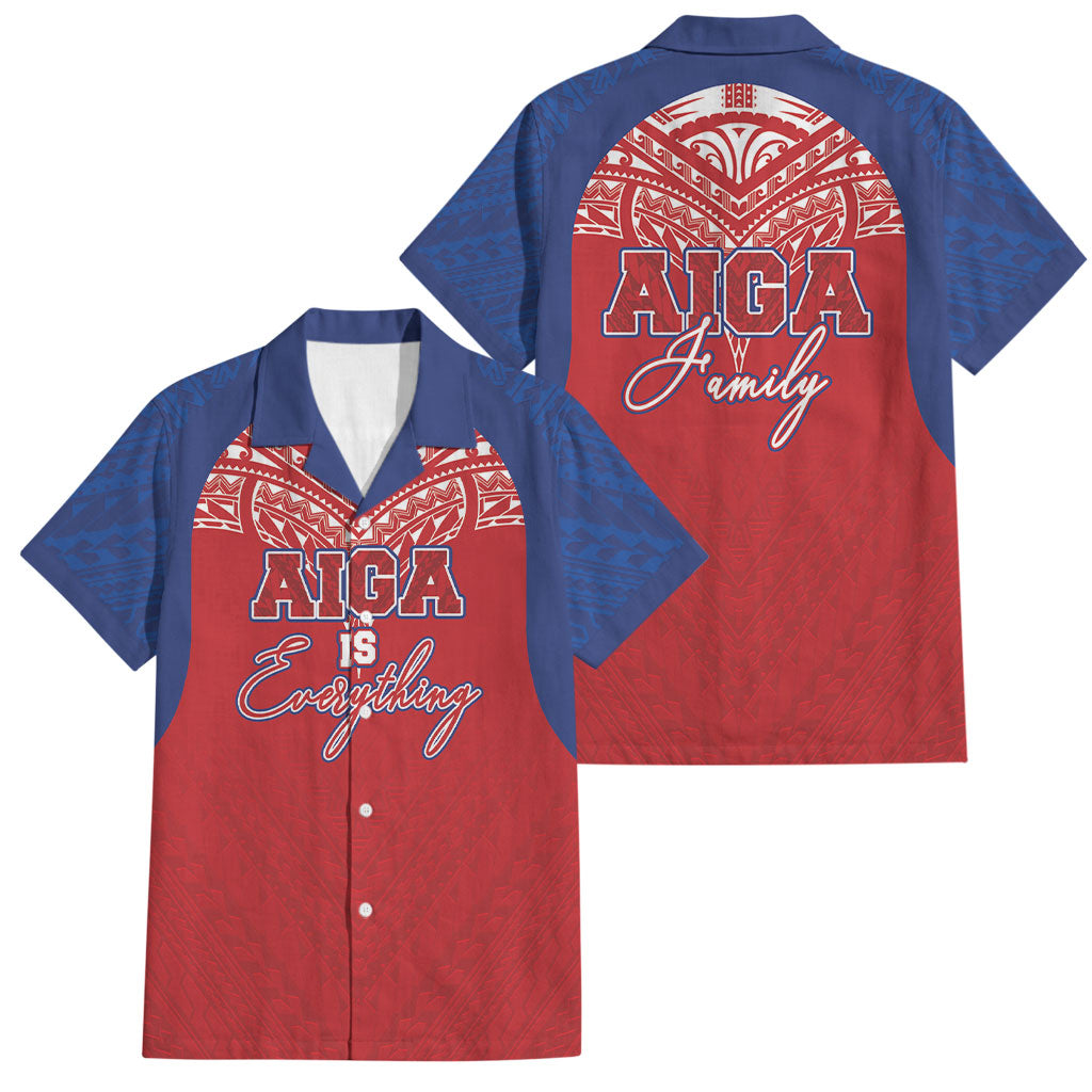 Aiga Samoa Family Matching Summer Maxi Dress and Hawaiian Shirt Aiga Is Everything LT05 Dad's Shirt - Short Sleeve Red - Polynesian Pride