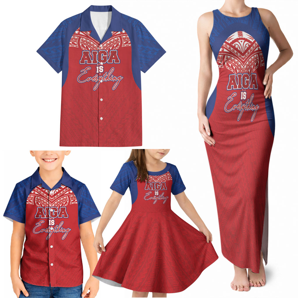 Aiga Samoa Family Matching Tank Maxi Dress and Hawaiian Shirt Aiga Is Everything LT05 - Polynesian Pride