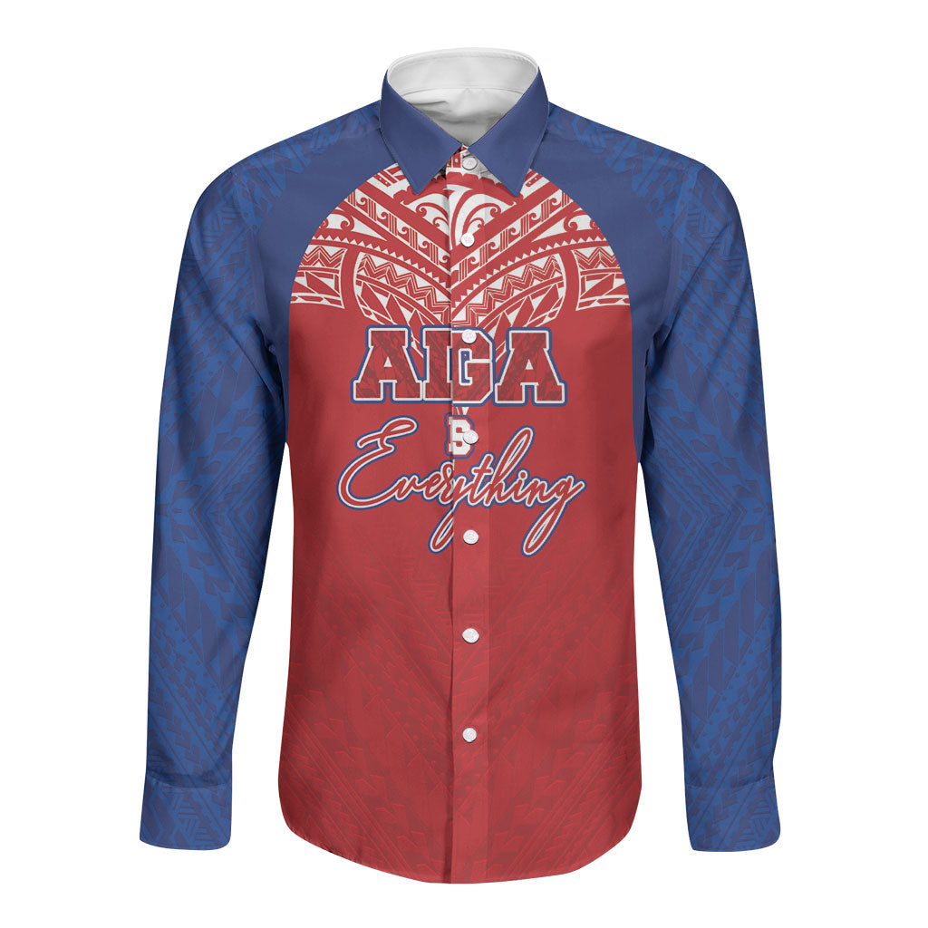 Aiga Samoa Long Sleeve Button Shirt Aiga Is Everything LT05 Unisex Red - Polynesian Pride