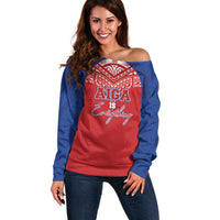 Aiga Samoa Off Shoulder Sweater Aiga Is Everything LT05 Women Red - Polynesian Pride