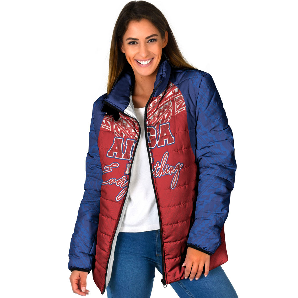 Aiga Samoa Padded Jacket Aiga Is Everything LT05 Women Red - Polynesian Pride