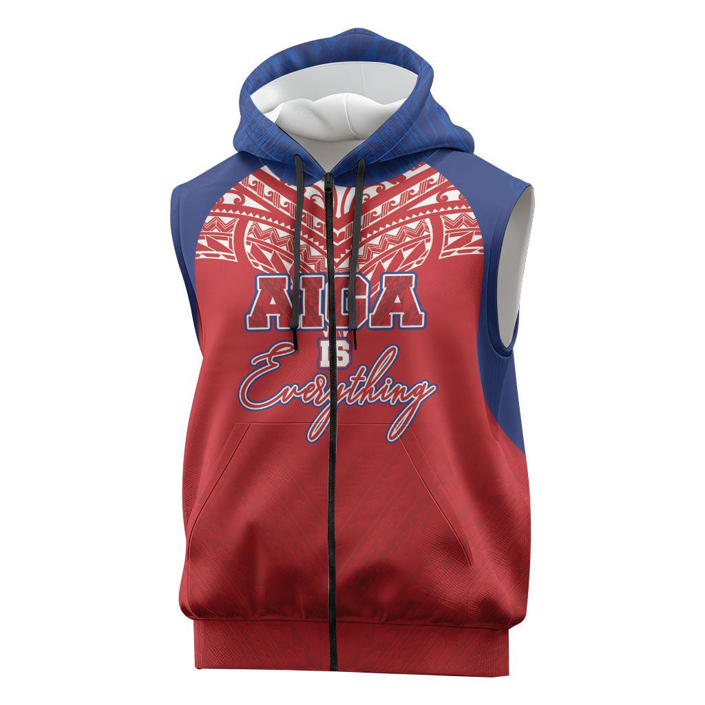 Aiga Samoa Sleeveless Zip Hoodie Aiga Is Everything LT05 Red - Polynesian Pride