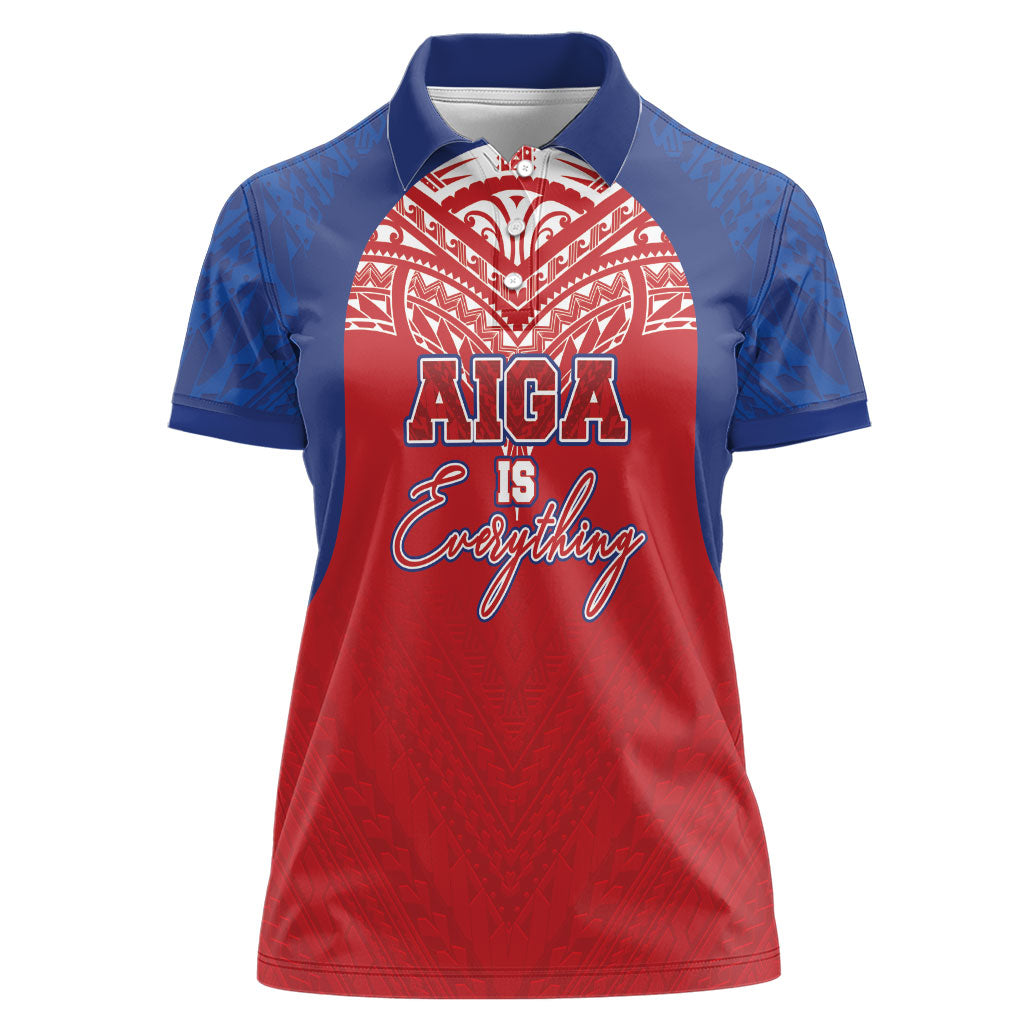 Aiga Samoa Women Polo Shirt Aiga Is Everything LT05 Female Red - Polynesian Pride