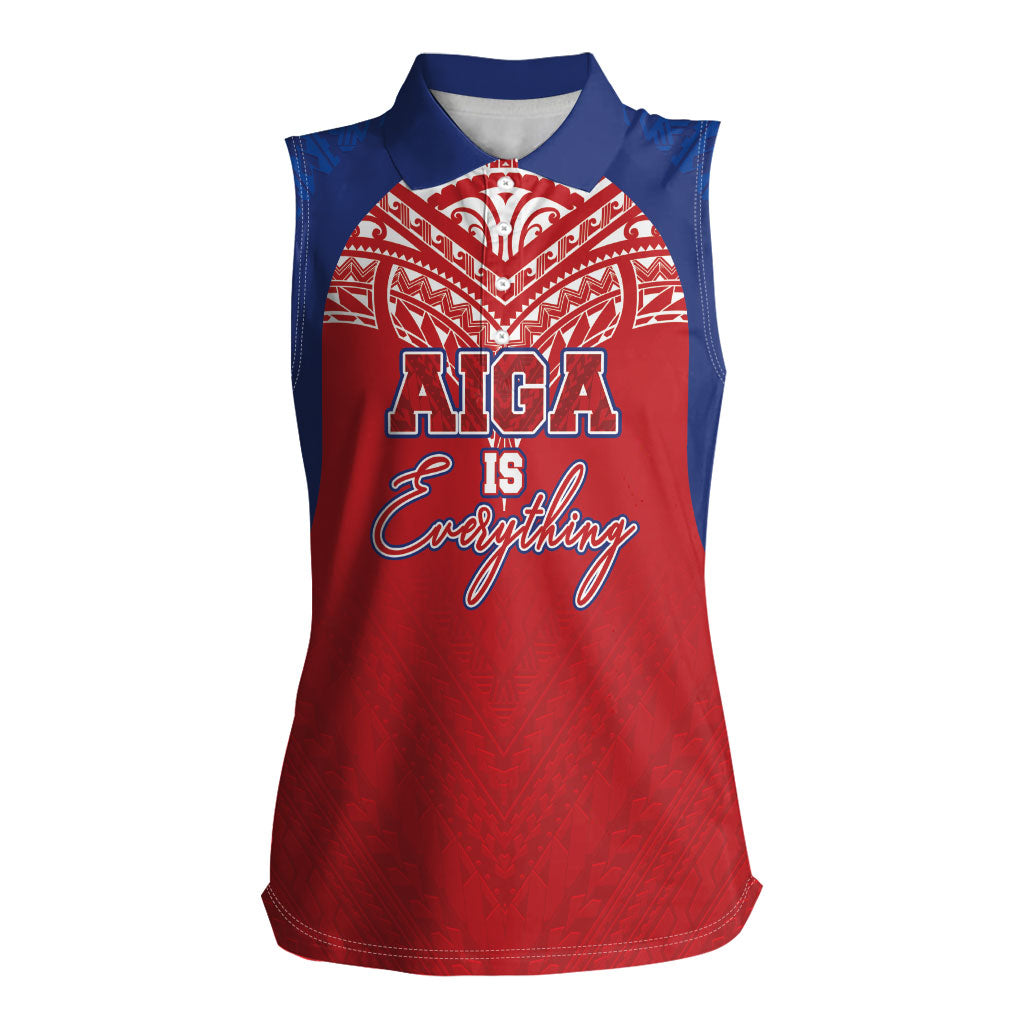 Aiga Samoa Women Sleeveless Polo Shirt Aiga Is Everything LT05 Female Red - Polynesian Pride