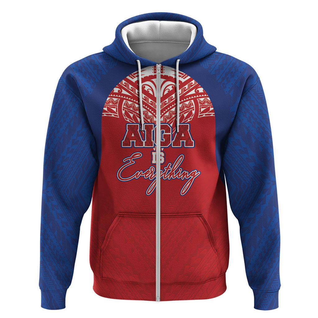 Aiga Samoa Zip Hoodie Aiga Is Everything LT05 Zip Hoodie Red - Polynesian Pride