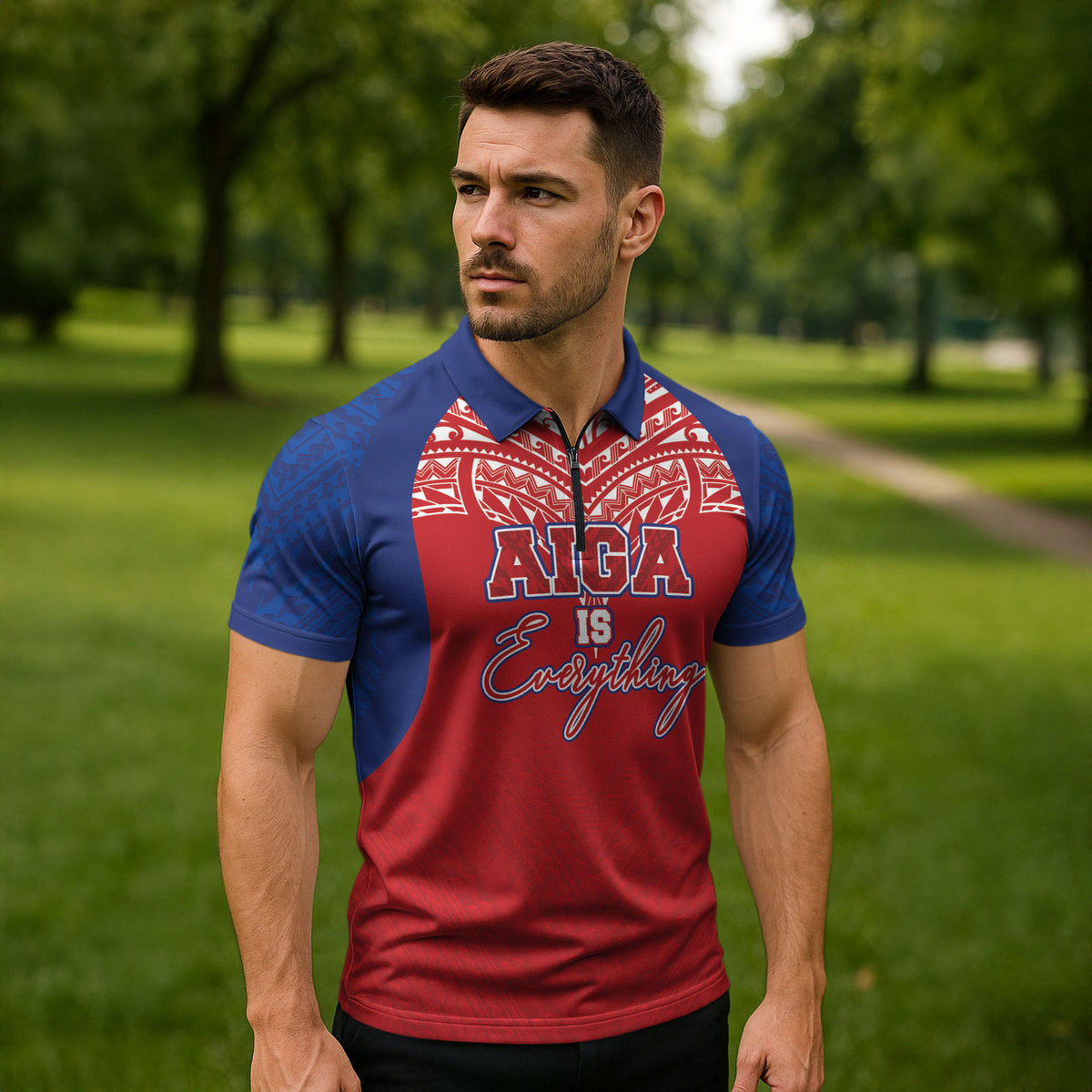 Aiga Samoa Zipper Polo Shirt Aiga Is Everything LT05 - Polynesian Pride