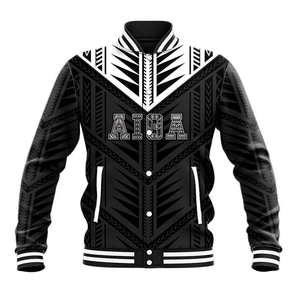 Samoa Aiga Baseball Jacket Samoan Tribal Pattern LT05 Unisex Black - Polynesian Pride
