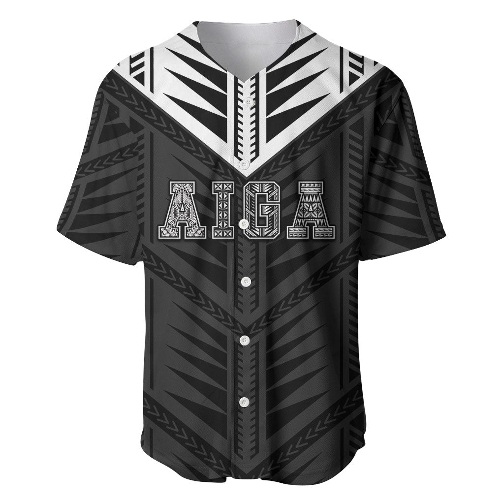 Samoa Aiga Baseball Jersey Samoan Tribal Pattern LT05 Black - Polynesian Pride