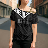 Samoa Aiga Cross Shoulder Shirt Samoan Tribal Pattern LT05 - Polynesian Pride