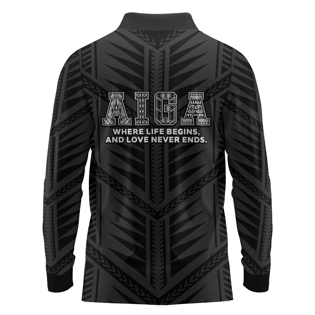 Samoa Aiga Long Sleeve Polo Shirt Samoan Tribal Pattern LT05 - Polynesian Pride