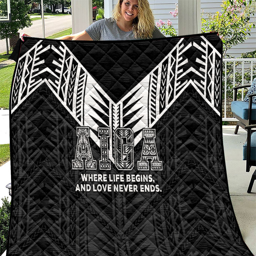 Samoa Aiga Quilt Samoan Tribal Pattern LT05 Black - Polynesian Pride