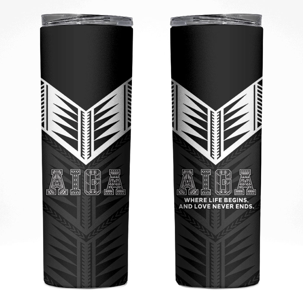 Samoa Aiga Skinny Tumbler Samoan Tribal Pattern LT05 Black - Polynesian Pride