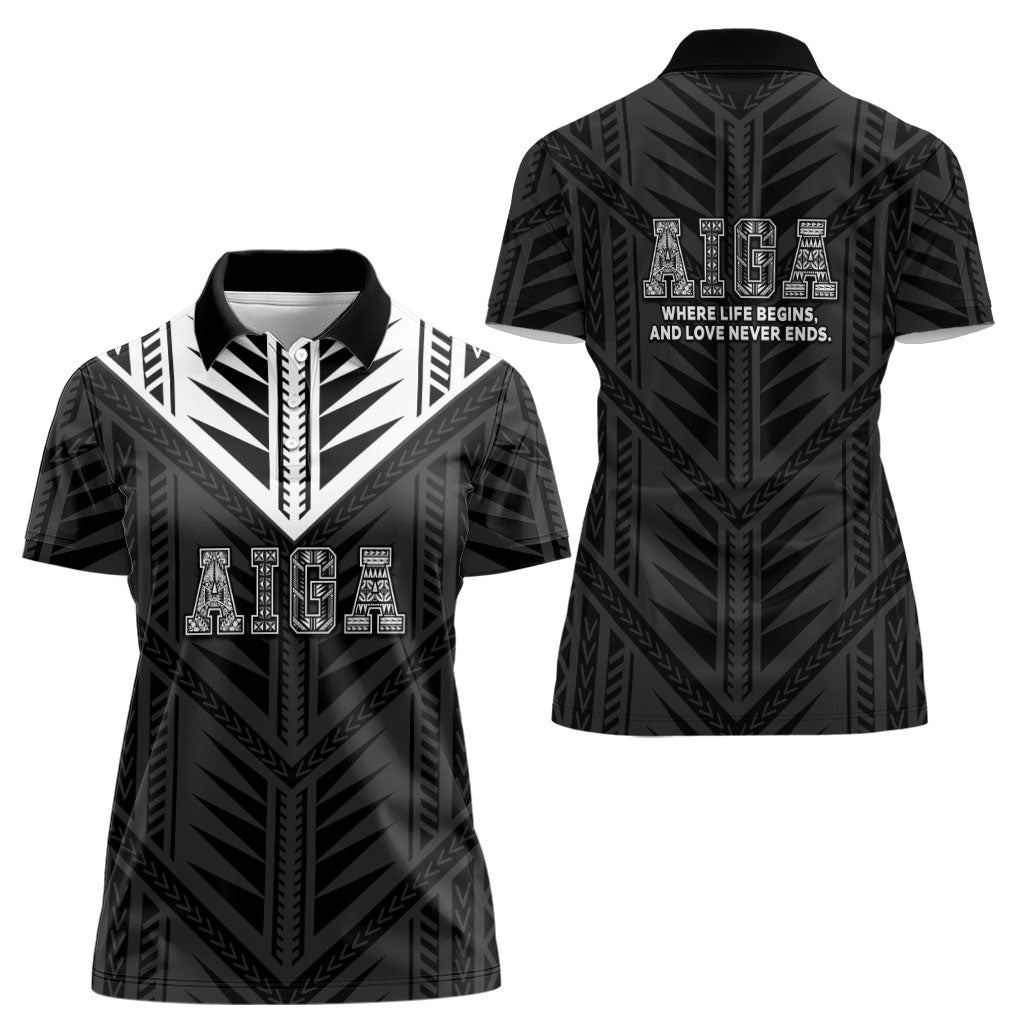 Samoa Aiga Women Polo Shirt Samoan Tribal Pattern LT05 - Polynesian Pride