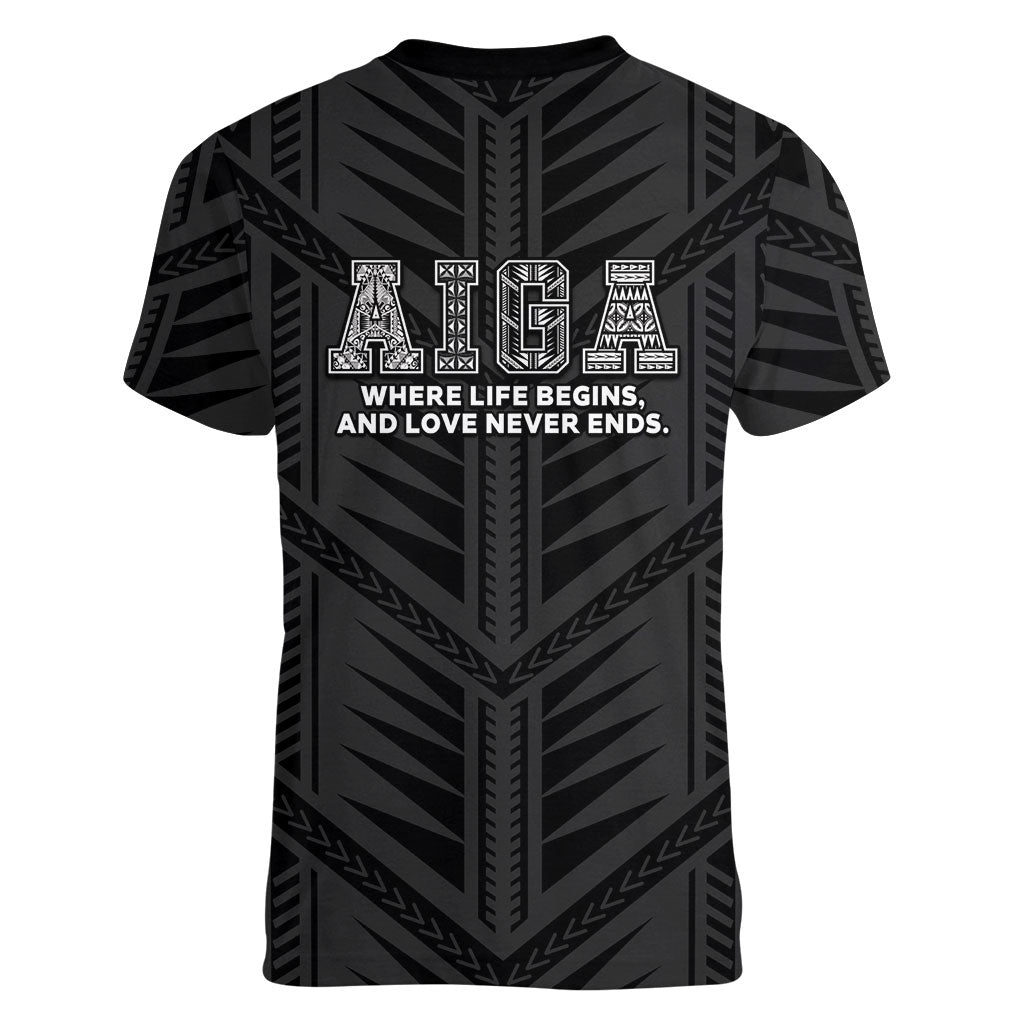 Samoa Aiga Women V-Neck T-Shirt Samoan Tribal Pattern LT05 - Polynesian Pride